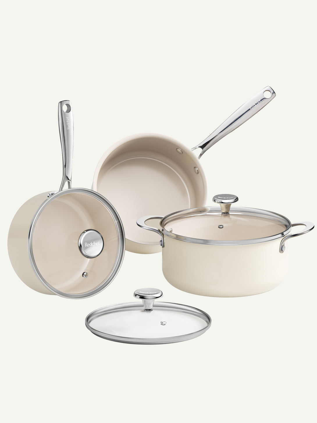 Redchef 6-Piece Set, Stock Pot 5QT with Lids, Saucepans with Lid (2.5Q ...
