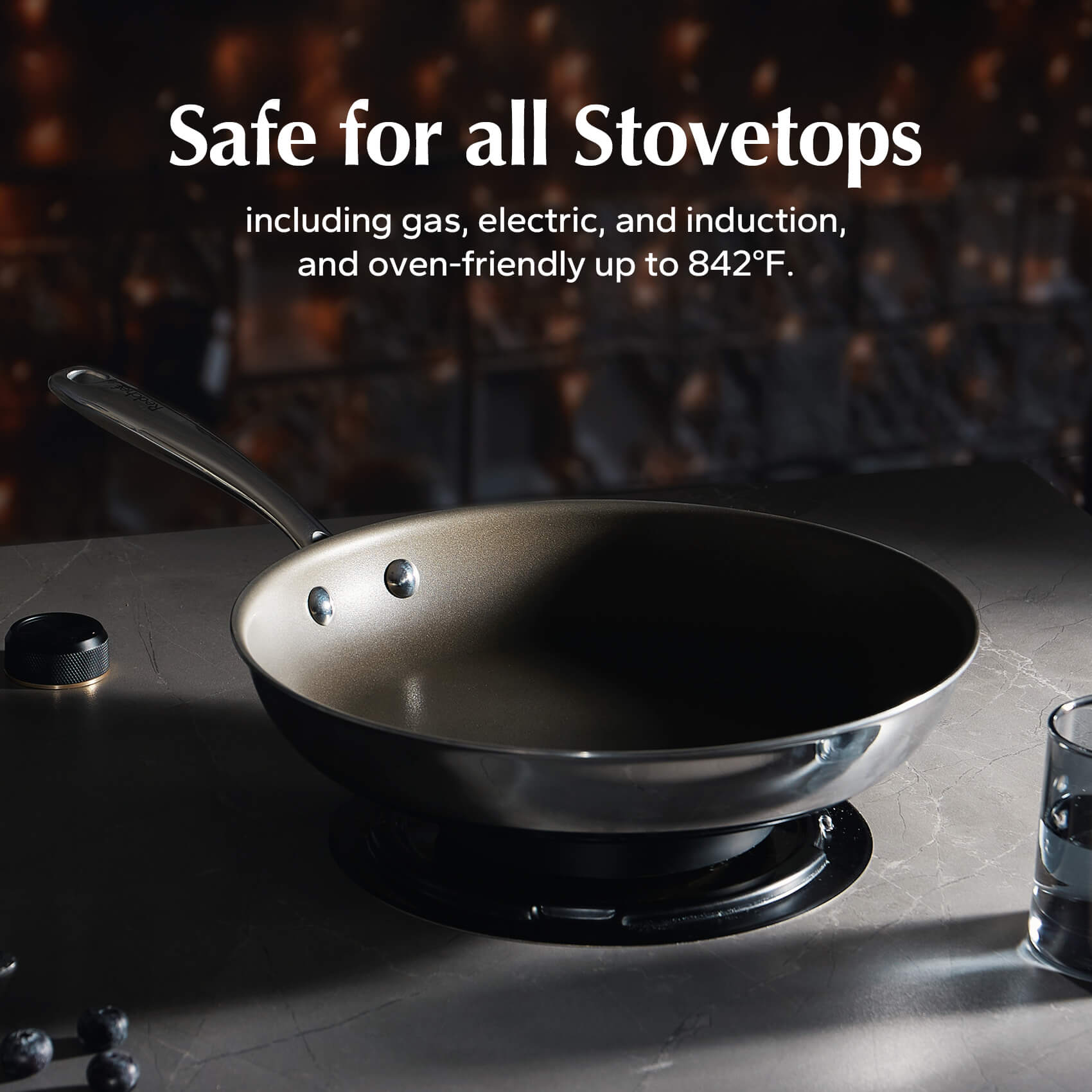 iTouch EG2212 Healthy Ceramic Coated Electric Skillet - Dishwasher Safe - Rapid Heat Up - 1200W Dark Grey
